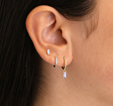 Zircon Paved Baguette Hoop Ear Stack