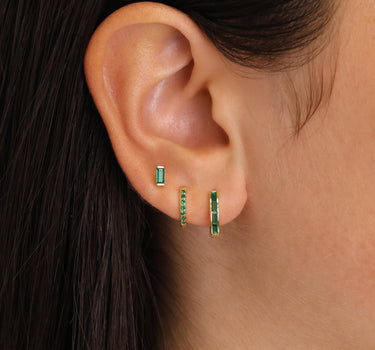 Emerald Baguette Inlay Ear Stack