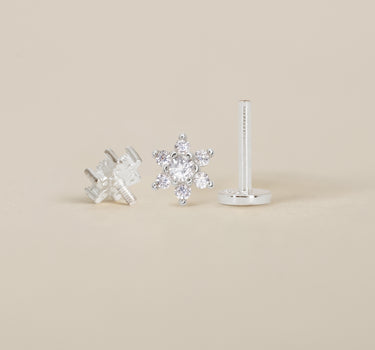 Diamond Flower Flat Back Labret