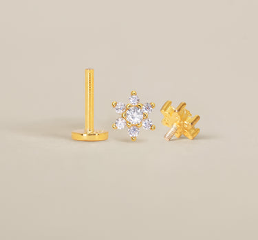 Diamond Flower Flat Back Labret