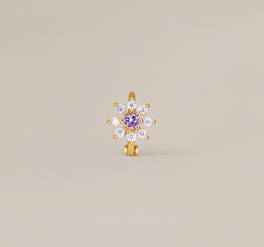 Mini Amethyst Flower Hoops