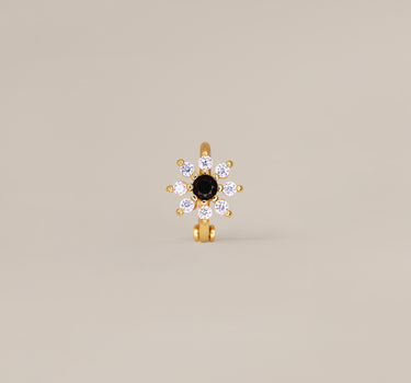 Mini Black Onyx Flower Hoops