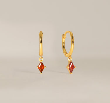 Garnet Cut Hoops