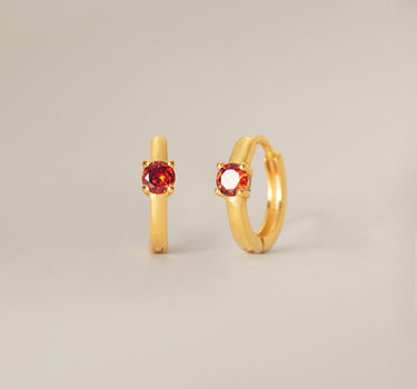 Single Stone Garnet Hoops