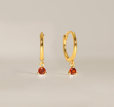 Brilliant Cut Garnet Hoops