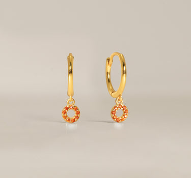 Paved Circle Garnet Hoops