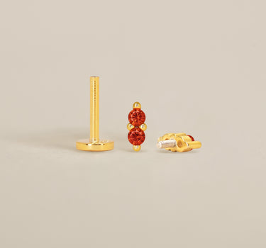 Garnet Twin Flat Back Labret