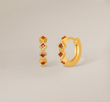 BEZEL Garnet Hoops