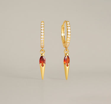 Paved Spike Garnet Hoops