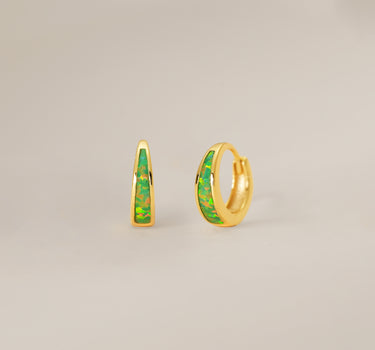 Garden Green Opal Inlay Tapered Hoops