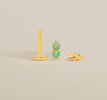 Green Opal Twin Flat Back Labret