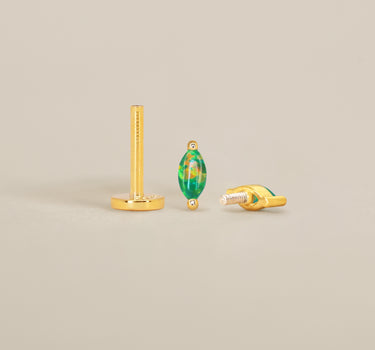 Green Opal Marquise Flat Back Labret