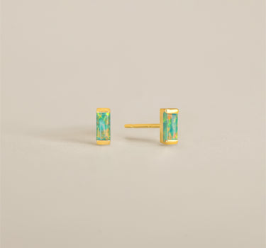 Baguette Green Opal Studs