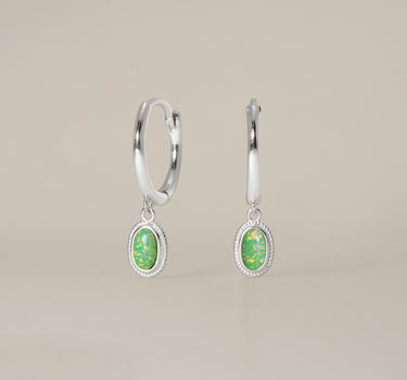 Garden Green Opal Dangle Hoops