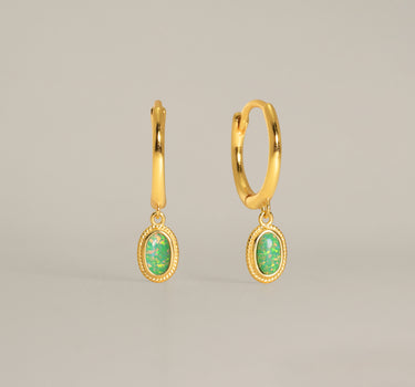 Garden Green Opal Dangle Hoops
