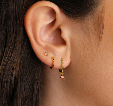 Garnet Dangle Ear Stack