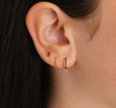 Garnet Baguette Inlay Ear Stack