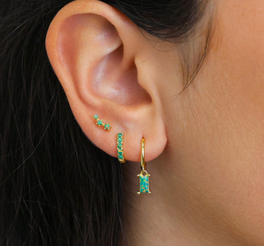 Green Opal Solid Baguette Cut Ear Stack