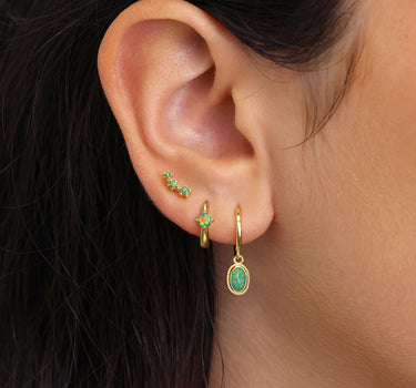 Green Opal Dangle Charm Ear Stack