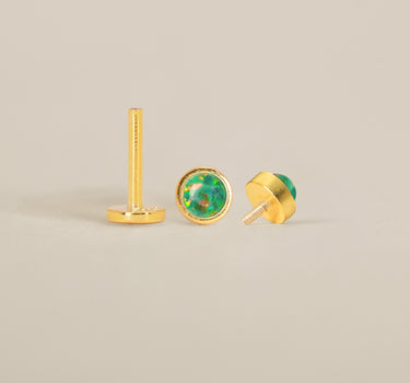 Green Opal Stone Flat Back Labret