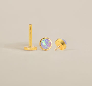 Purple Opal Stone Flat Back Labret
