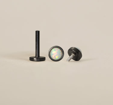 Gunmetal Black Opal Stone Flat Back Labret