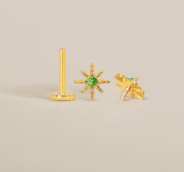 Green Opal Starburst Flat Back Labret