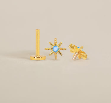Turquoise Starburst Flat Back Labret