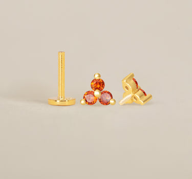 Garnet Lotus Flower Flat Back Labret