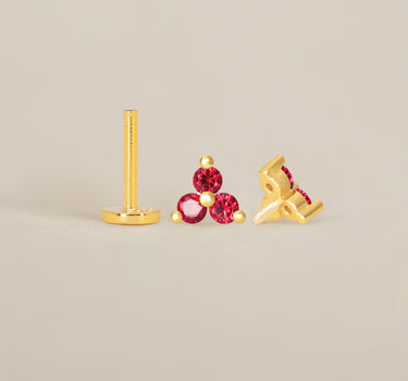 Ruby Lotus Flower Flat Back Labret