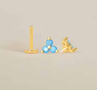 Turquoise Lotus Flower Flat Back Labret