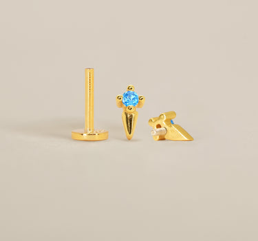 Aquamarine Spike Flat Back Labret