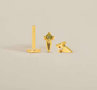 Peridot Spike Flat Back Labret