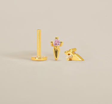 Pink Tourmaline Spike Flat Back Labret
