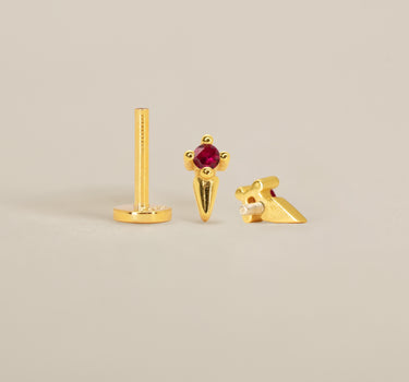 Ruby Spike Flat Back Labret
