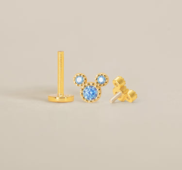 Aquamarine Mouse Flat Back Labret