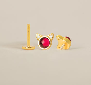 Ruby Gemstone Flat Back Labret