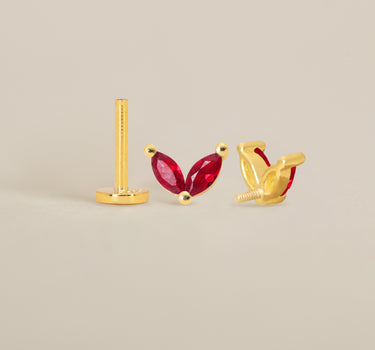 Ruby Double Marquise Flat Back Labret