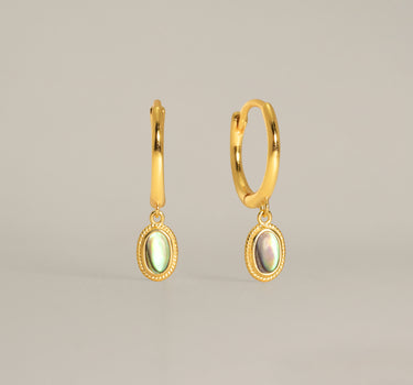 Dark Green Opal Dangle Hoops