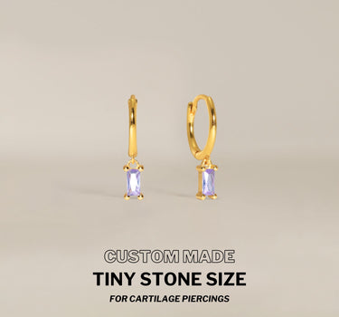 Mini Baguette Alexandrite Hoops
