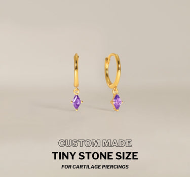 Mini Amethyst Cut Hoops