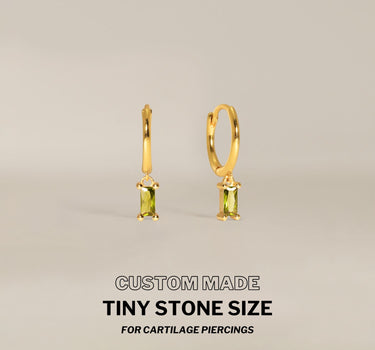 Mini Baguette Peridot Hoops