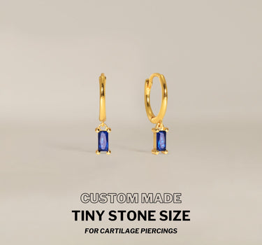 Mini Baguette Sapphire Hoops