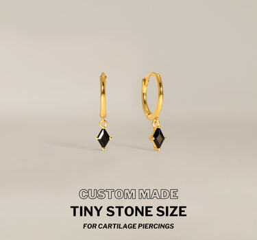 Mini Black Onyx Cut Hoops