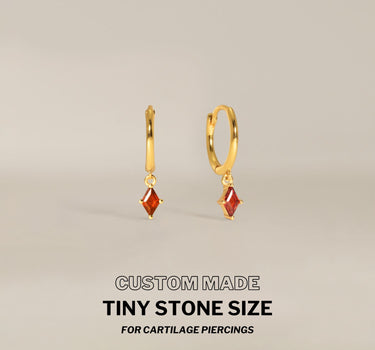 Mini Garnet Cut Hoops