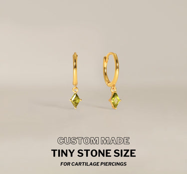 Mini Peridot Cut Hoops