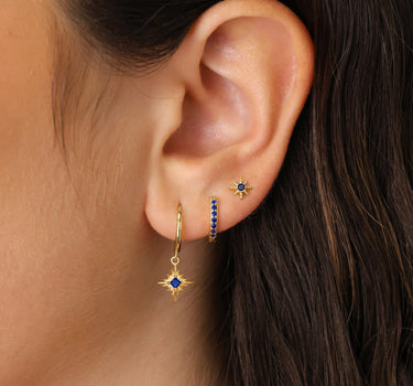 Sapphire Starburst Hoop Ear Stack