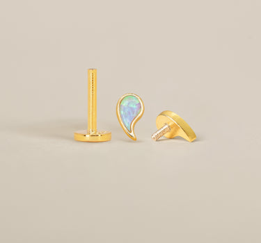Blue Opal Comma Flat Back Labret