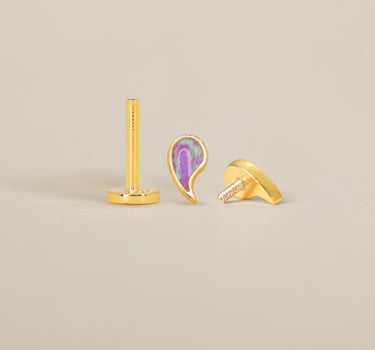 Purple Opal Comma Flat Back Labret