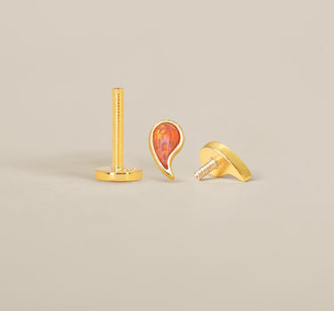 Orange Opal Comma Flat Back Labret